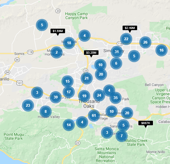 Map Greater Conejo Valley homes Judy Burke eXp Realty