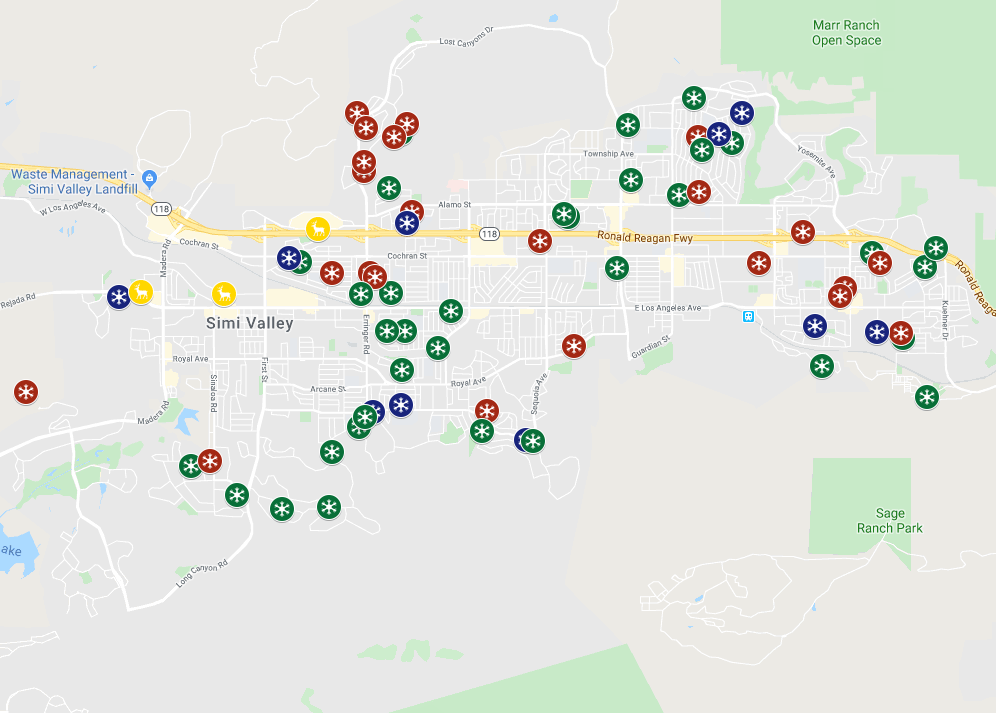 Map Simi Valley Christmas Lights Display 1